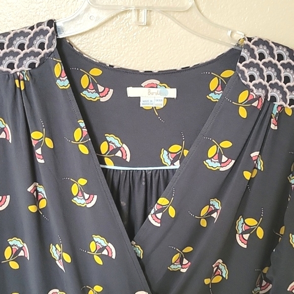 Boden Gray Glenda Jersey Knit Faux Wrap Floral Dress - Size 12 - Picture 3 of 9